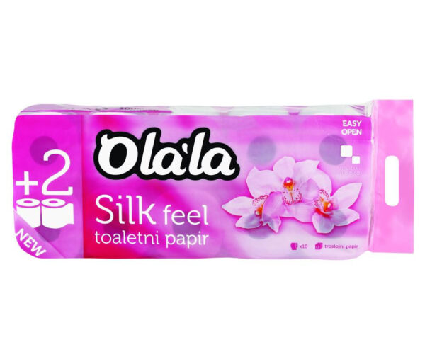 Olala Silk Feel toalettpapír 3 rétegű fehér 155 lap 10 tekercses