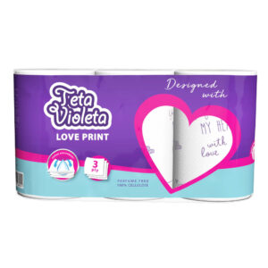 VIOLETA háztartási papírtörlő LOVE 3 rétegű
