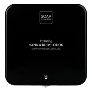 Soap-In-A-Box fényes fekete kéz- és testápoló adagoló