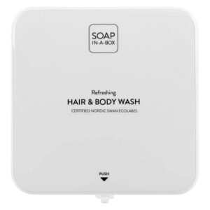 Soap-In-A-Box fényes fehér tusfürdő és sampon adagoló