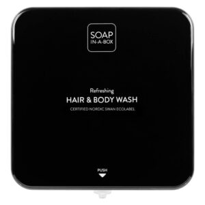 Soap-In-A-Box fényes fekete tusfürdő és sampon adagoló