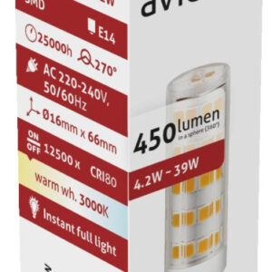 Avide LED 4.2W JD E14 WW 3000K