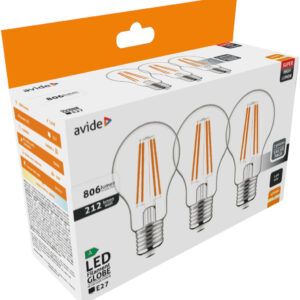 Avide LED Filament Globe 3.8W E27 NW 4000K Super High Lumen 3db/csomag