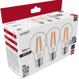 Avide LED Filament Globe 3.8W E27 WW 3000K Super High Lumen 3db/csomag