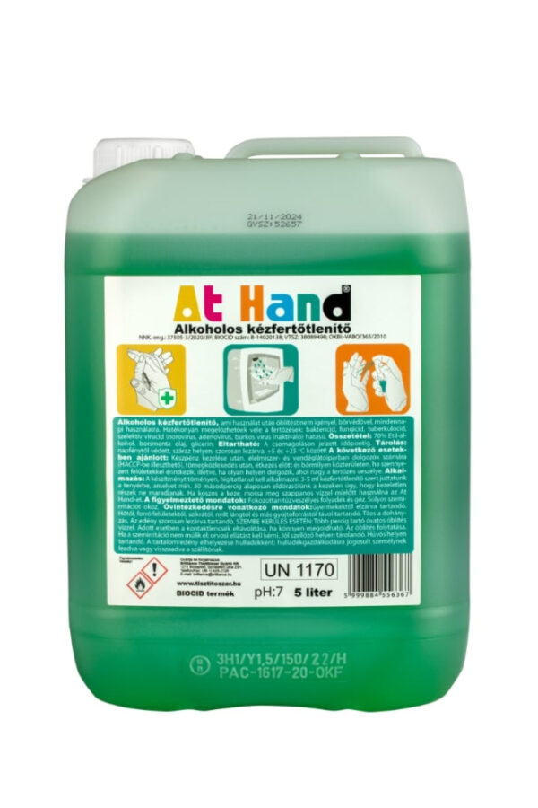 At Hand kézfertőtlenítő 5 liter - ADAGOLÓ UTÁNTÖLTŐ