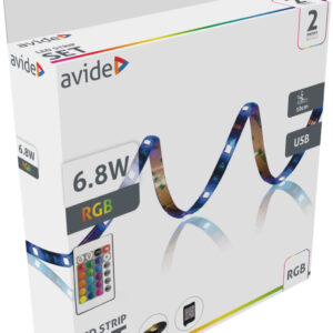 Avide LED Szalag Bliszter 5V SMD5050 30LED RGB IP65 2m + IR 24 táv.