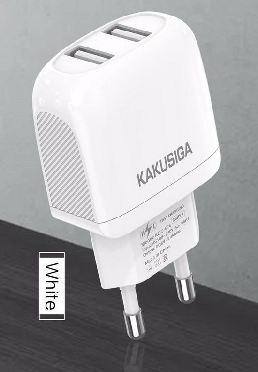 KAKU usb adapter DUAL port gyorstöltő Fehér (EU)