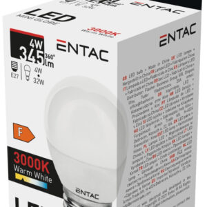 Entac LED Mini Globe E27 4W WW 3000K