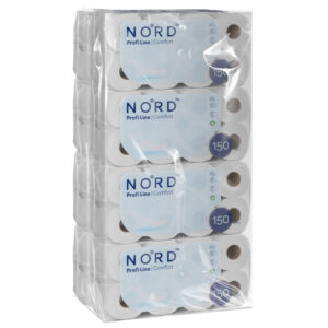 NORD Profi Line Comfort kistekercses toalettpapír 3 rétegű fehér 150 lapos 8x 8 tekercs (1 zsák)