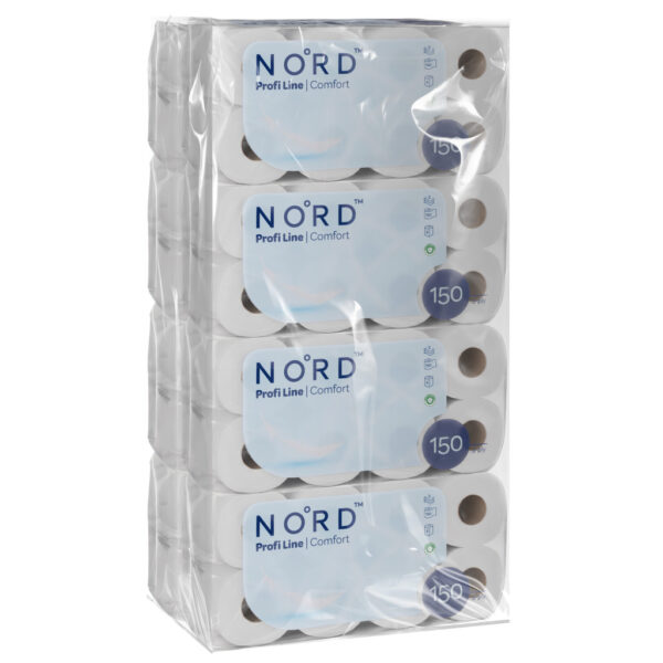NORD Profi Line Comfort kistekercses toalettpapír 3 rétegű fehér 150 lapos 8x 8 tekercs (1 zsák)