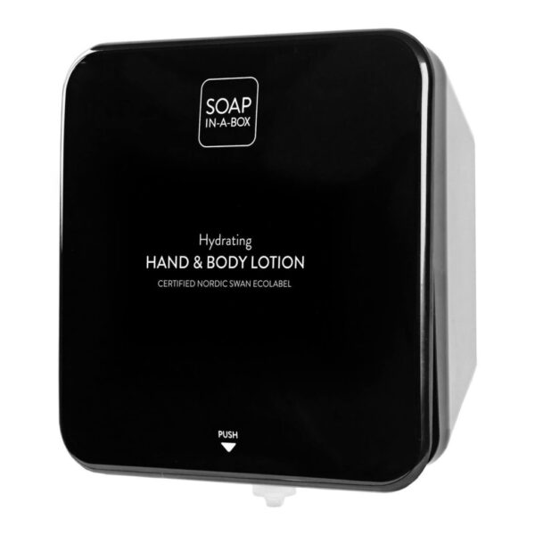 Soap-In-A-Box fényes fekete tusfürdő és sampon adagoló