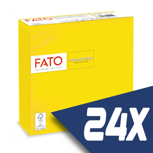 Fato Szalvéta 33x33cm citromsárga 2 rétegű 50 lap/csomag (24 csomag)