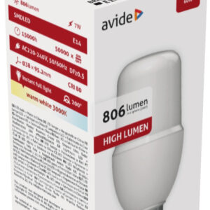 Avide LED Bright Stick izzó T37 7W E14 WW 3000K