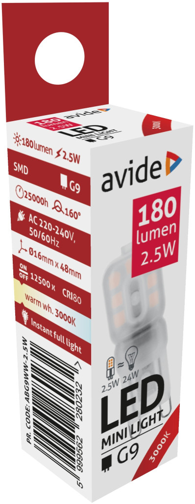 Avide LED 2.5W G9 WW 3000K