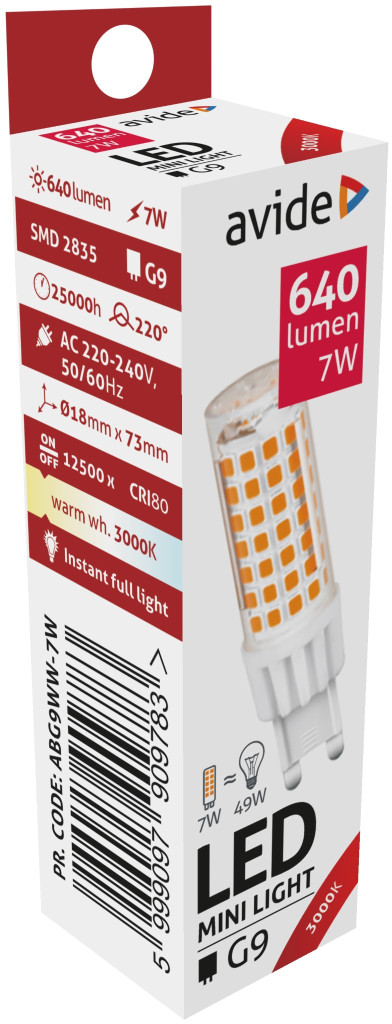 Avide LED 7W G9 WW 3000K