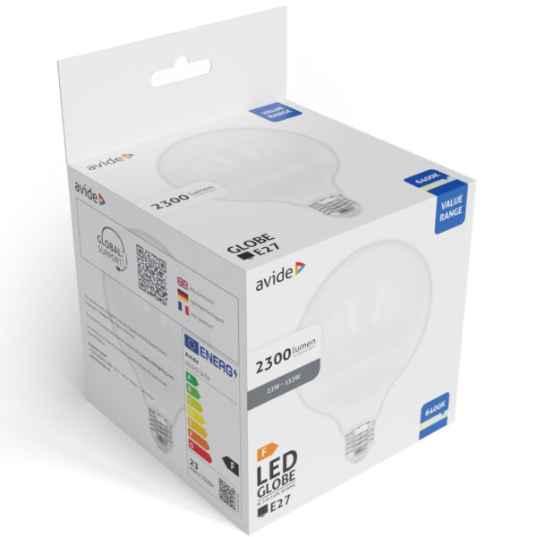 Avide Value LED G120 SMD Globe Opal E27 23W CW 6400K