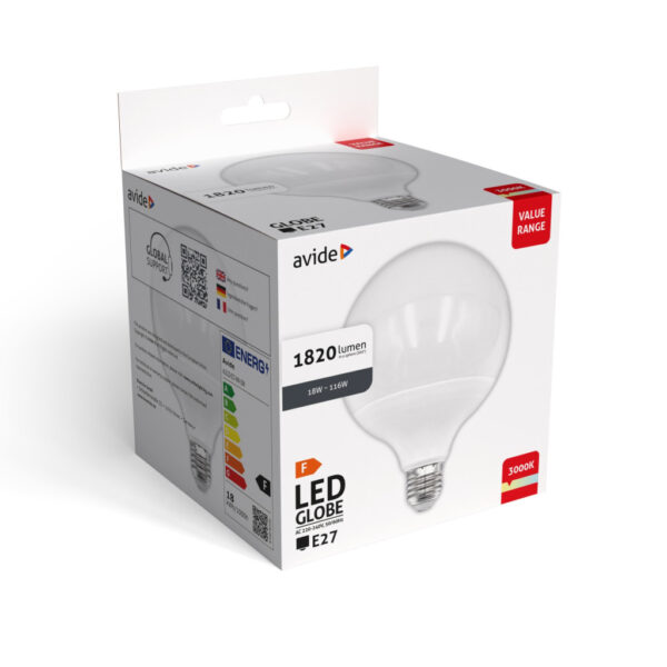 Avide Value LED G120 SMD Globe Opal E27 18W WW 3000K