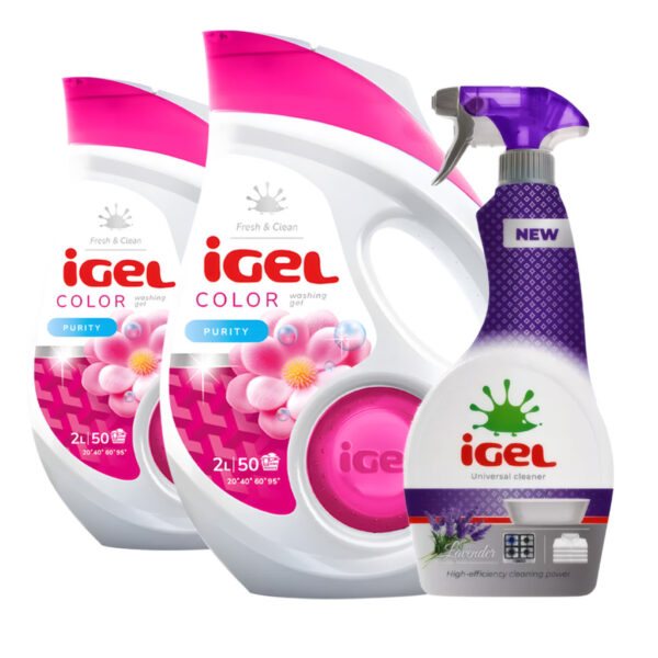 IGEL mosógél Color 2x 2 L (100 mosás) + Grátisz IGEL univerzális tisztító 650 ml