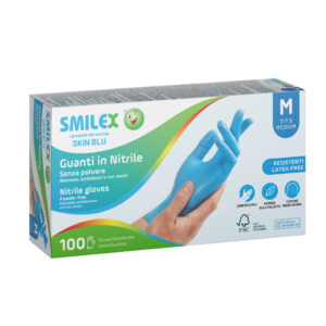 Berica Smilex Skin Blue egyszerhasználatos nitril kék vizsgálókesztyű XL