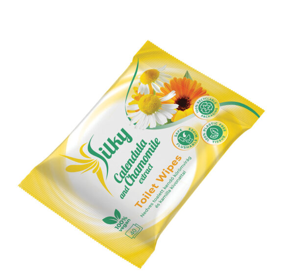 Silky Toalett 36 lapos 100% lebomló nedves toalettkendő kamilla kivonattal