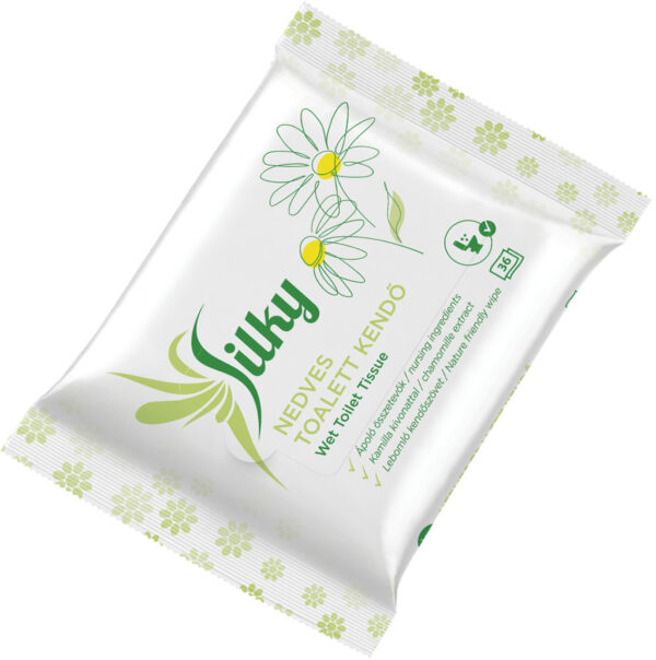Silky Toalett 40 lapos 100% lebomló nedves toalettkendő kamilla